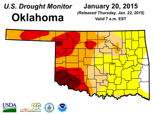 Almost one-quarter of the state of Oklahoma is now in extreme to exceptional drought according to the U.S. Drought Monitor. A year ago, less than five percent of the state had those categories in place.